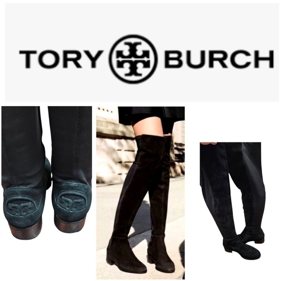 Tory Burch Caitlin Stretch Suede Over-The-Knee Boots, Black Size 7  $550 - Picture 1 of 16